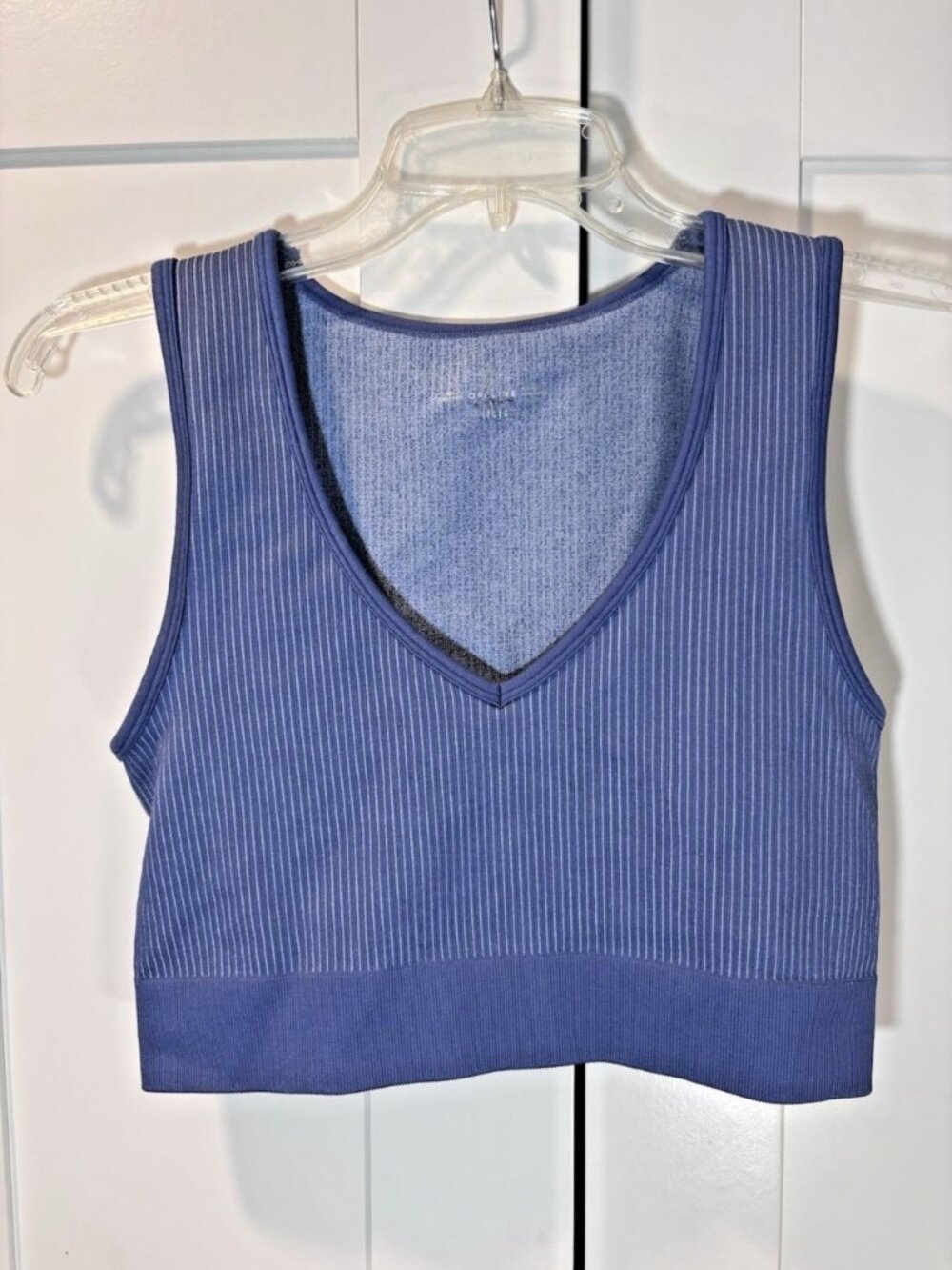 OFFLINE by Aerie Ribbed v-neck Lounge Bra Blue Women’s Size L Large Loungewear